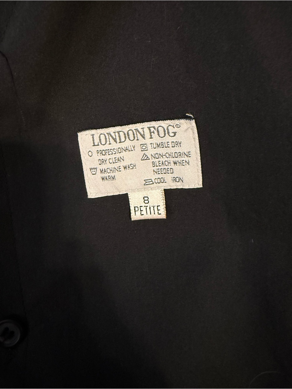 Vtg London Fog Black Trench Coat - Picture 9 of 11